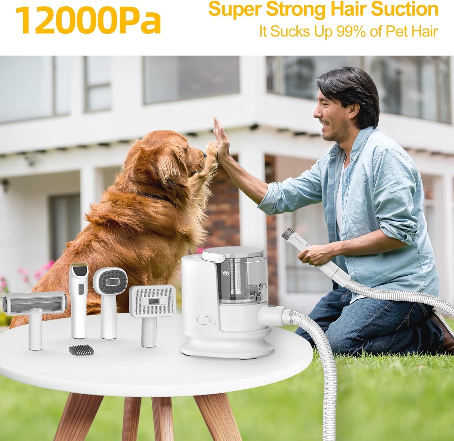 Pet Grooming Vacuum 12000P, 1.5L Dust Cup Dog Brush for Shedding Grooming