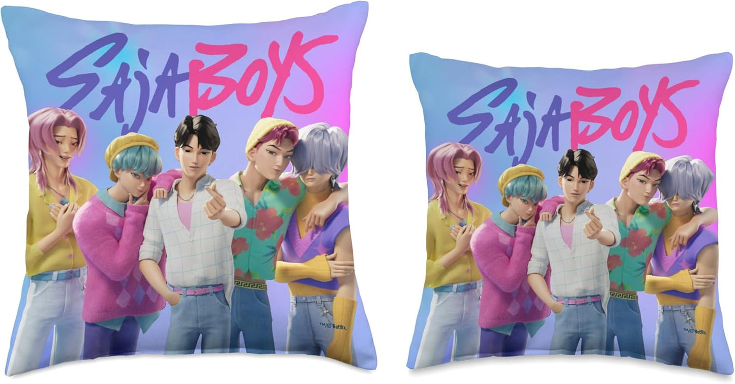 Saja Boys Throw Pillow – Officially Licensed Kpop Demon Hunters Decorative Cushion