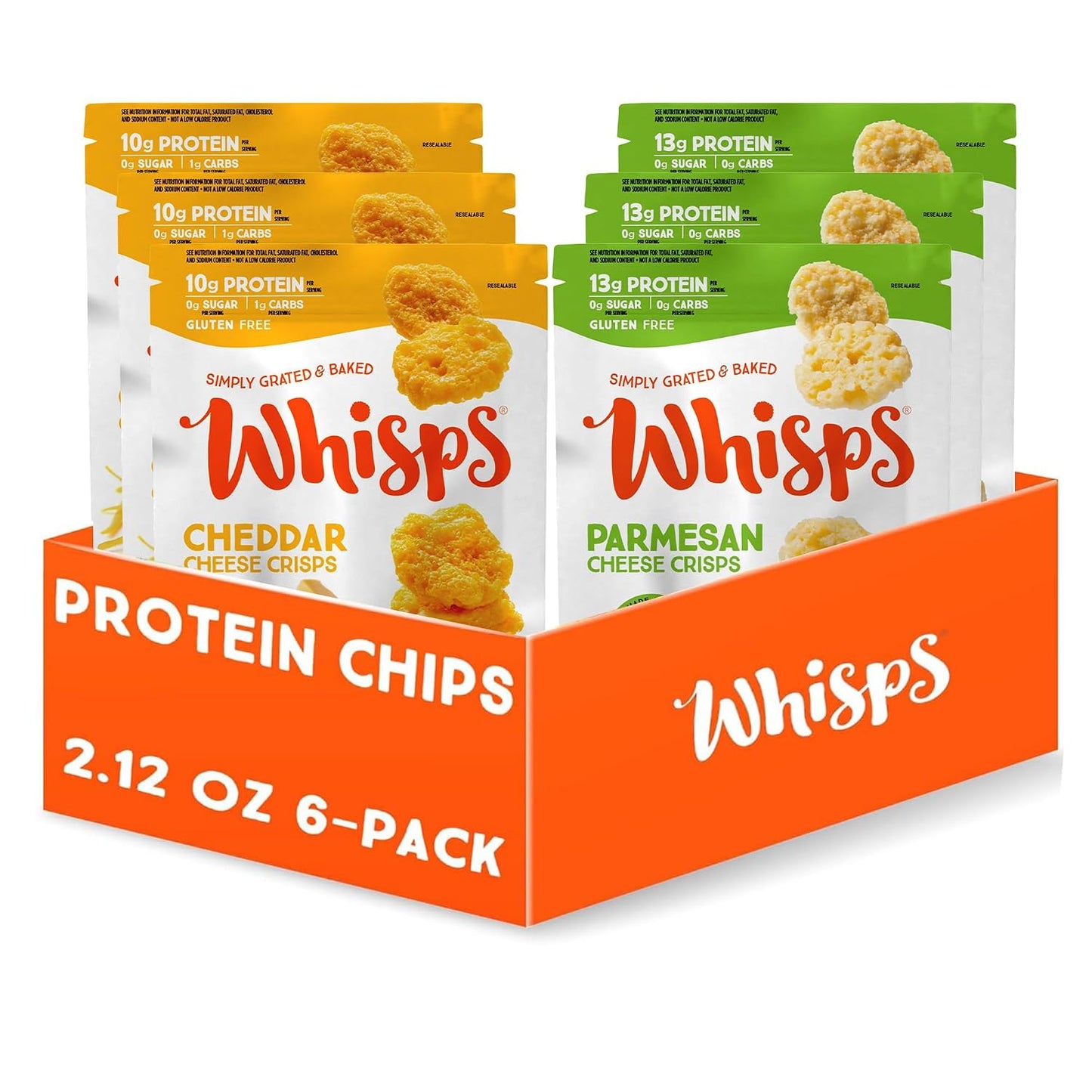 Cheese Crisps Variety Pack – High Protein, Low Carb Keto Snacks, Gluten-Free Protein Chips, 2.12 oz (6 Pack)