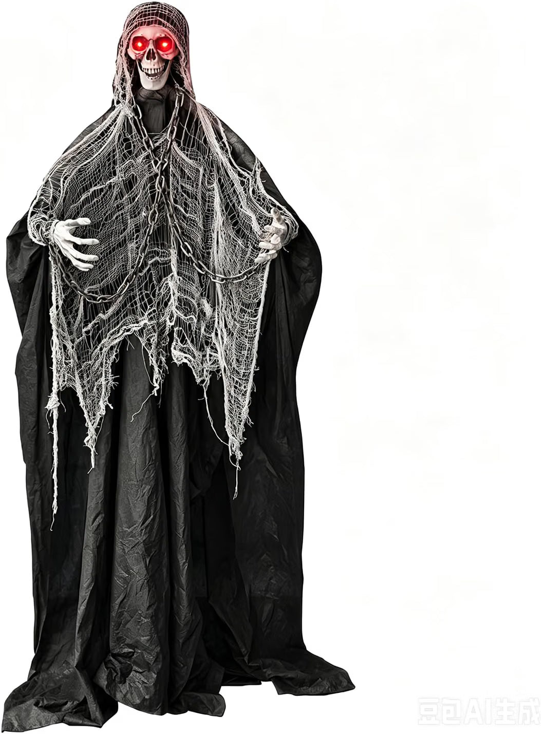 6 FT Sound-Controlled Swinging Skeleton Ghost – Scary Animated Halloween Decoration for Indoor & Outdoor Décor