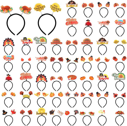 50-Pack Thanksgiving Turkey Headbands – Pumpkin Head Boppers, Fall Costume Accessories & Party Favors