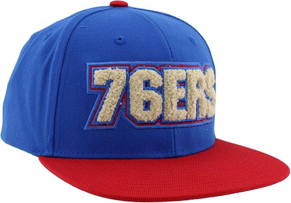Official NBA Philadelphia 76ers Adjustable Snapback Hat – Flat Bill Retro Chenille Unisex Cap, One Size