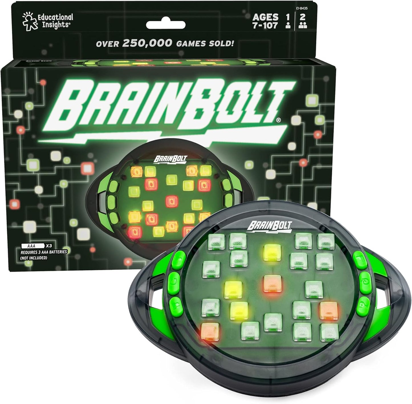 Educational Insights BrainBolt - Handheld Memory Game with Light and Sound | Electronic Brain Teaser for Kids, Teens, and Adults (Ages 7+) - Great Gamer Gift!