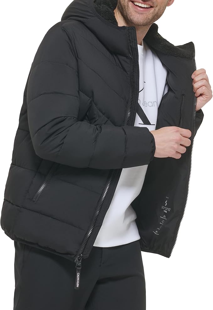 Mens Heavyweight Short Puffer, Large Black