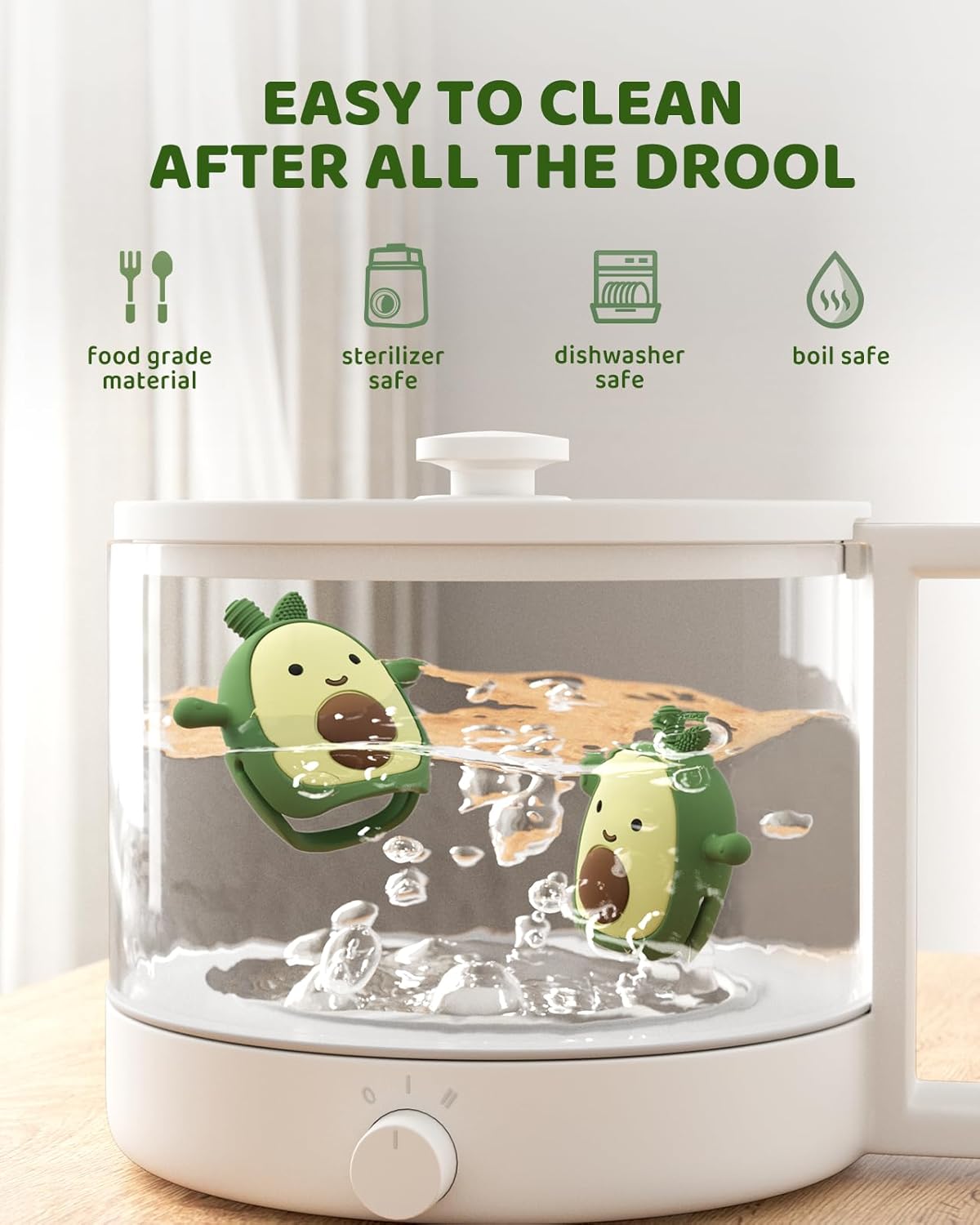 Silicone Avocado Teething Mitten – BPA-Free Anti-Drop Baby Chew Toy (3+ Months)