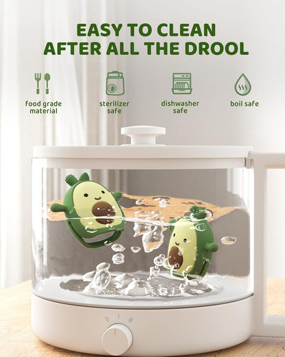 Silicone Avocado Teething Mitten – BPA-Free Anti-Drop Baby Chew Toy (3+ Months)