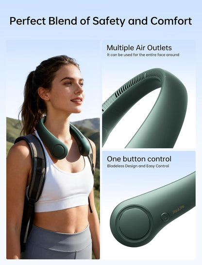Portable Bladeless Neck Fan – Rechargeable Wearable Personal Fan with 5 Speeds & 4000mAh Battery