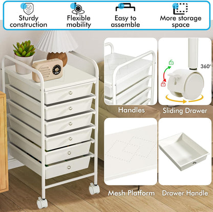 6-Drawer Rolling Storage Cart - Versatile Organizer for Home, Office, and Classroom