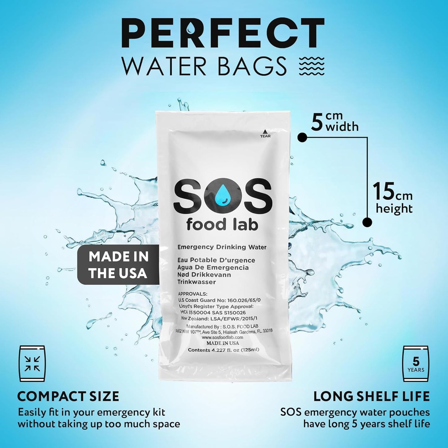 S.O.S. Emergency Drinking Water – 62 Packets, 5-Year Shelf Life Survival Supply