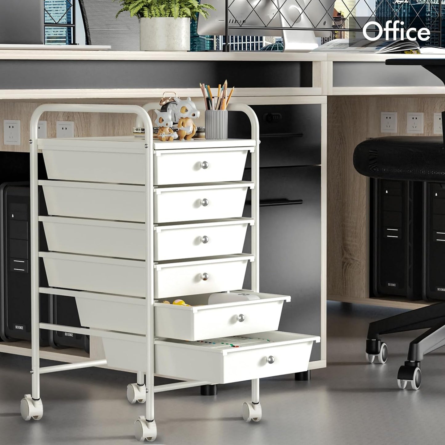 6-Drawer Rolling Storage Cart - Versatile Organizer for Home, Office, and Classroom