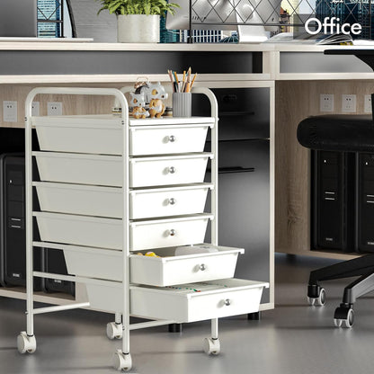 6-Drawer Rolling Storage Cart - Versatile Organizer for Home, Office, and Classroom