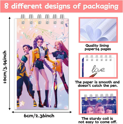 Demon Hunters Mini Notepads (24 PCS) – Kpop Party Favors & Goodie Bag Gifts – 8 Designs
