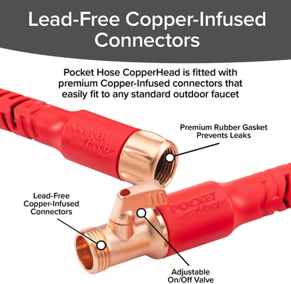Copper Head Expandable Garden Hose – 360° Swivel, Tri-Tex Tubing, 3X Stronger