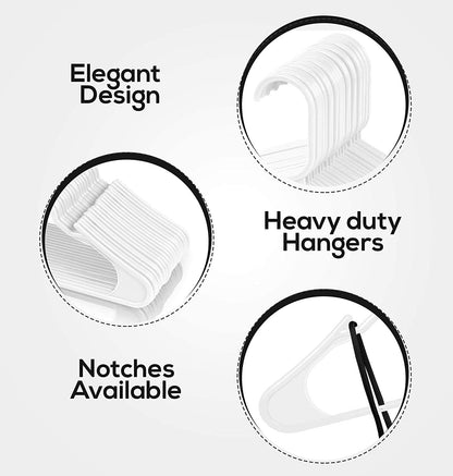 50-Pack Plastic Hangers – Durable Space-Saving Closet Organizers for Apartments and Dorms