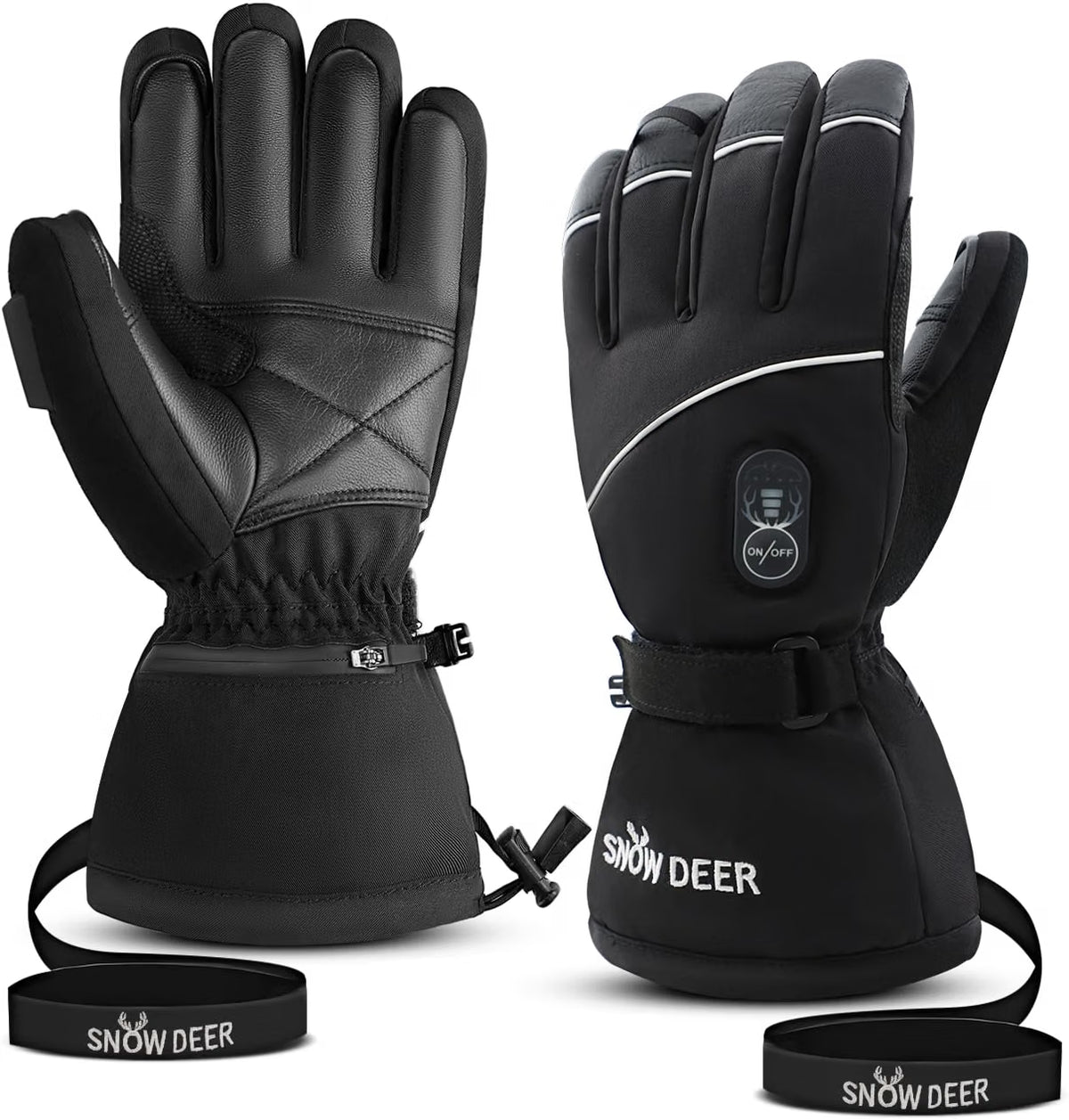 Rechargeable Heated Gloves for Men & Women – Waterproof Windproof Winter Ski Gloves with Touchscreen & 3 Heat Settings, Large