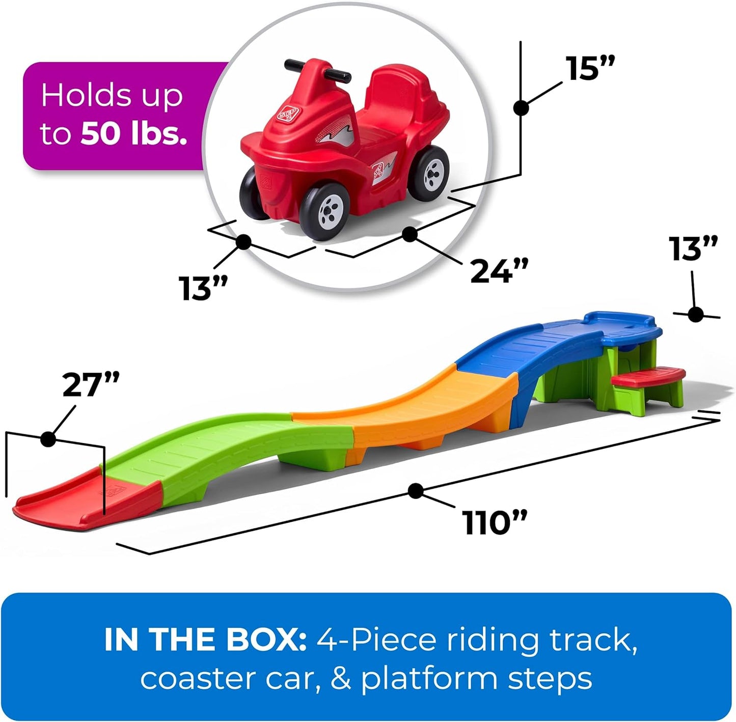 Kids Up & Down Roller Coaster – Ride-On Car Track Playset for Toddlers (50 lb Max)