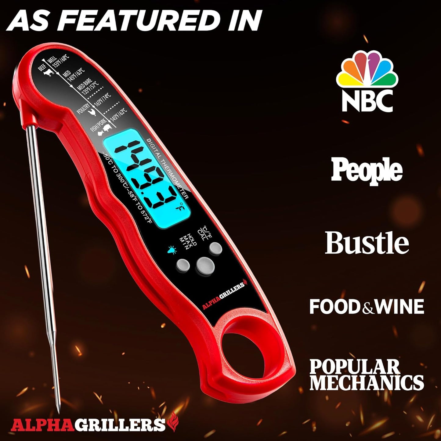 Digital Meat Thermometer - Instant Read Food Cooking Thermometer