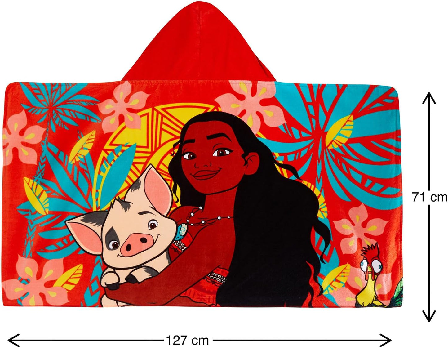 Moana Hooded Towel Poncho – 100% Cotton Kids Beach & Bath Towel Wrap with Hood