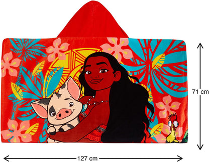 Moana Hooded Towel Poncho – 100% Cotton Kids Beach & Bath Towel Wrap with Hood