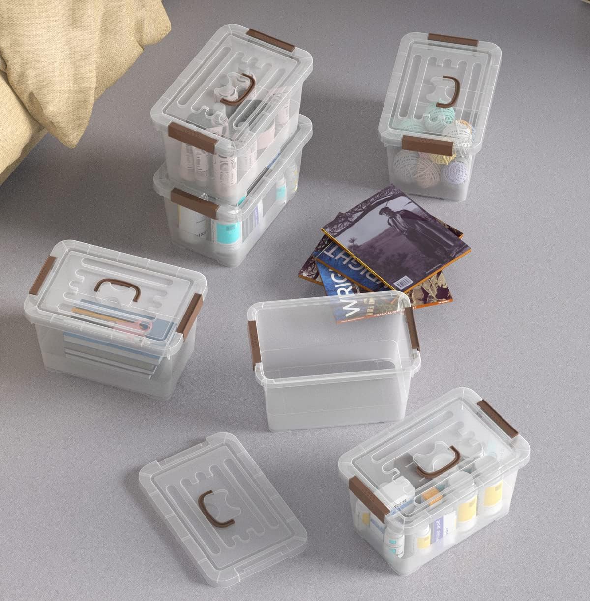 6-Pack Clear 7-Quart Stackable Storage Bins with Lids and Latching Handles