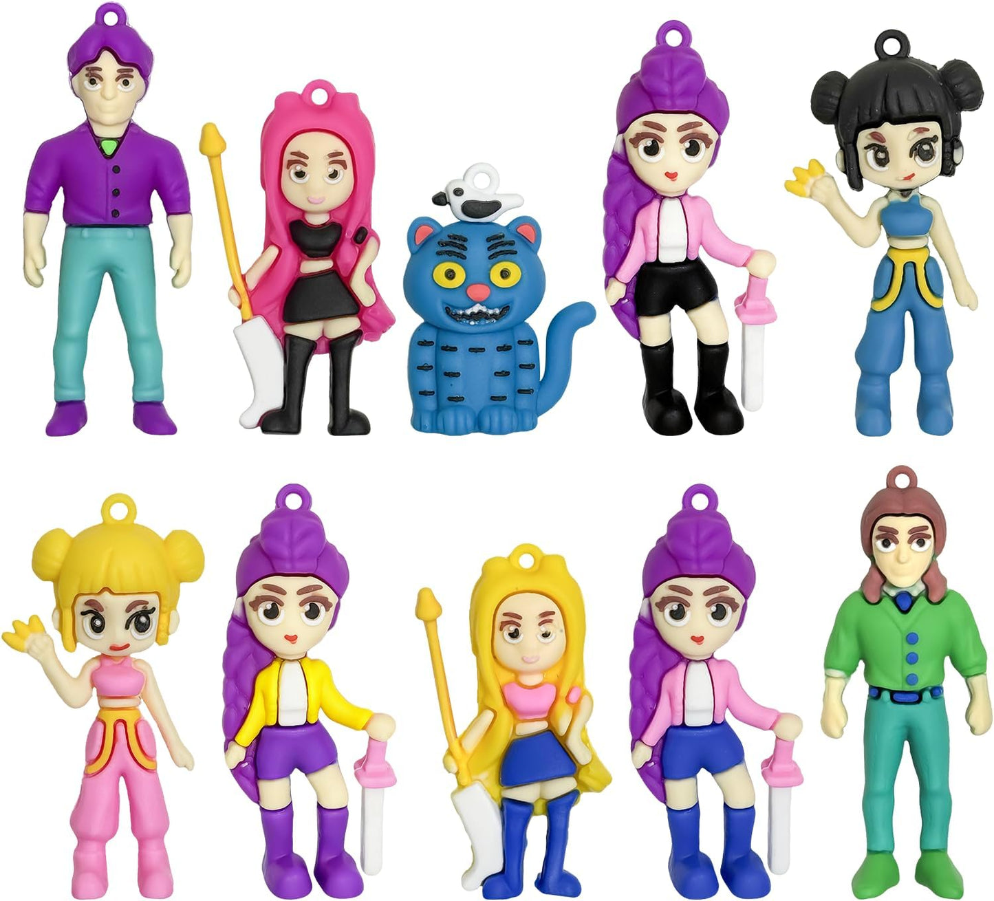 Demon Hunters Action Figure Set – Korean Idol Demon Anime Character Dolls for Desktop Display
