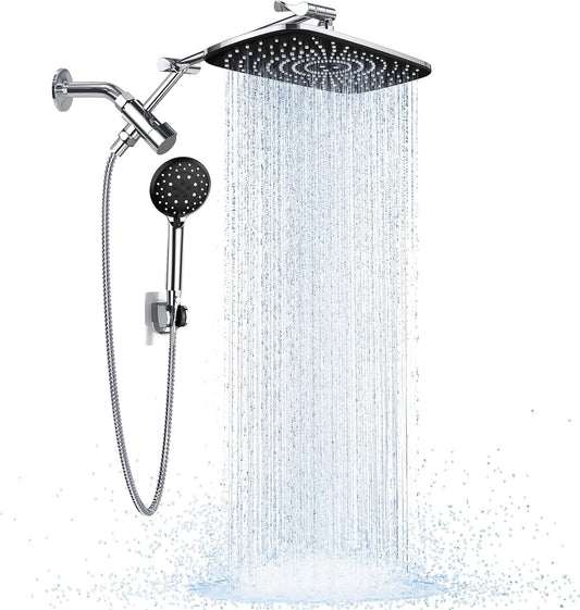 6-Mode Wide Rain Shower Head – High Pressure Handheld Shower Combo with Adjustable Arm and Anti-Clog Design