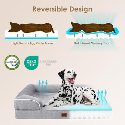 Orthopedic Large Dog Bed – Waterproof Memory Foam Pet Bed with Bolsters & Washable Cover