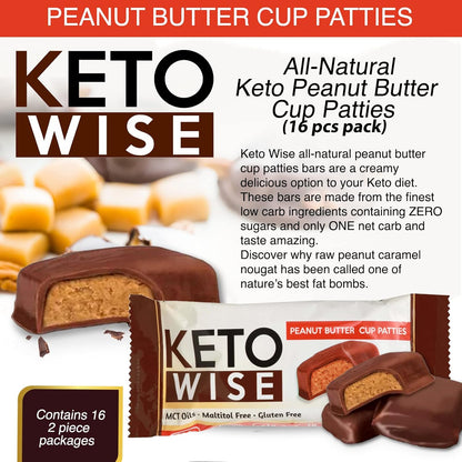 Peanut Butter Cup Fat Bombs – Keto-Friendly, Zero Sugar Added, Low Carb with MCT Oil, 16 Count