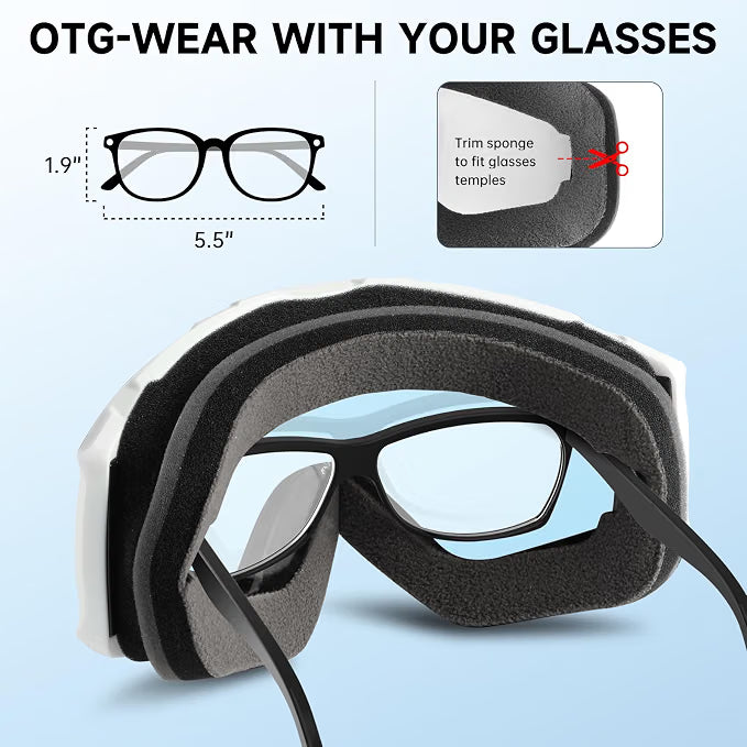 OTG Ski & Snowboard Goggles – Over-the-Glasses Snow Goggles for Men, Women & Youth with 100% UV Protection