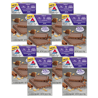 Crunchalicious Bar, 1g Net Carbs, 1g Sugar, Good Source of Fiber, 5 Count (Pack of 8)