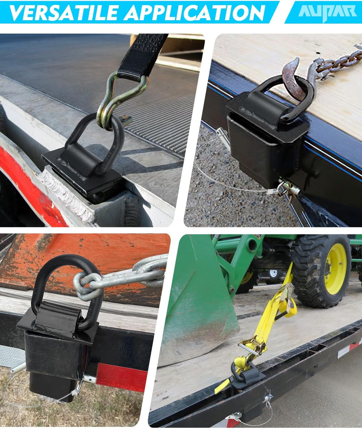 Heavy-Duty Stake Pocket D-Ring Tie-Down Anchors – 18,000 lb Capacity, Adjustable 5/8" Trailer & Flatbed Truck D-Rings, 4-Pack