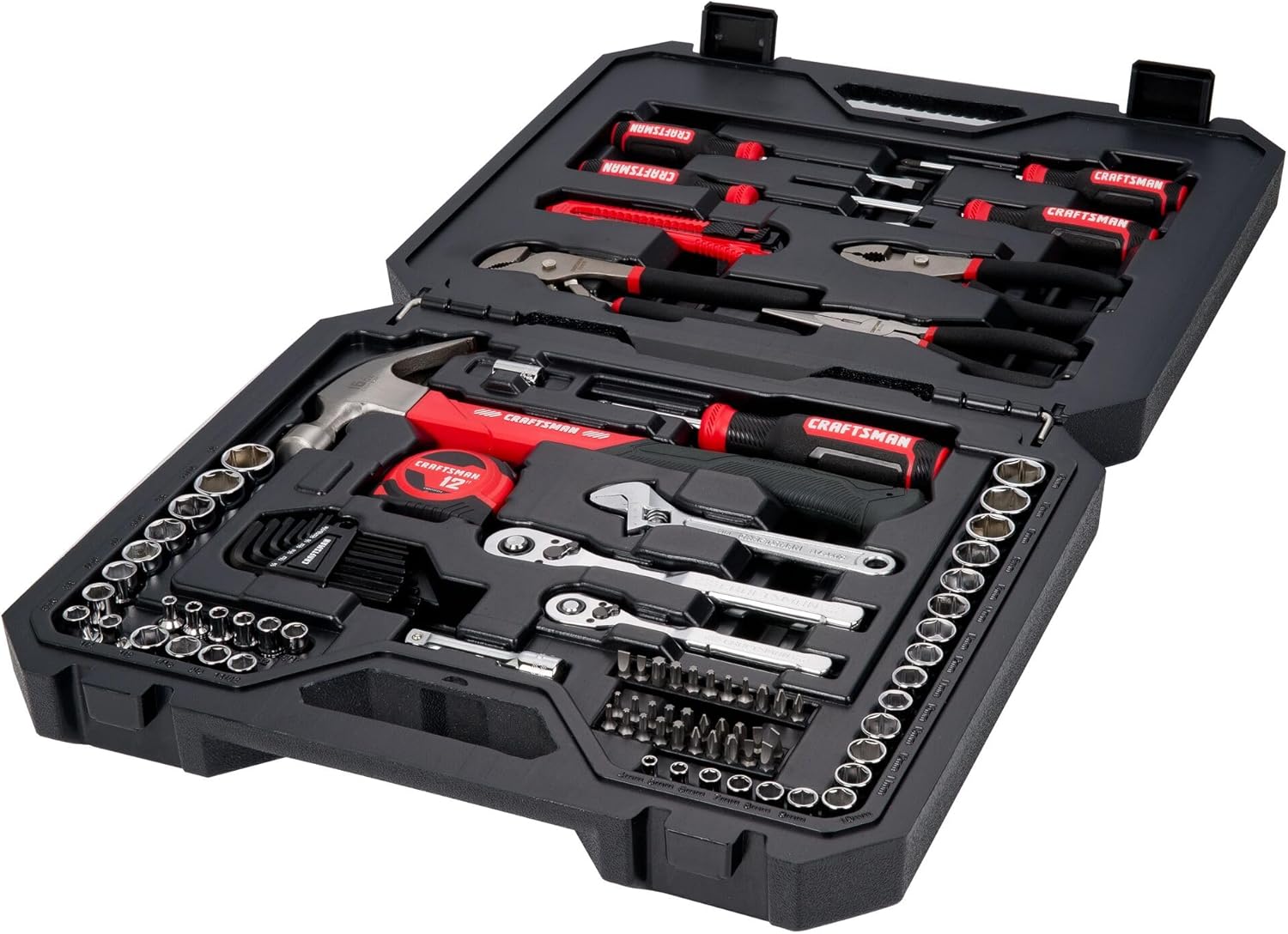 102-Piece Home & Car Tool Kit with SAE/Metric Sockets, Screwdrivers, Wrenches, and More