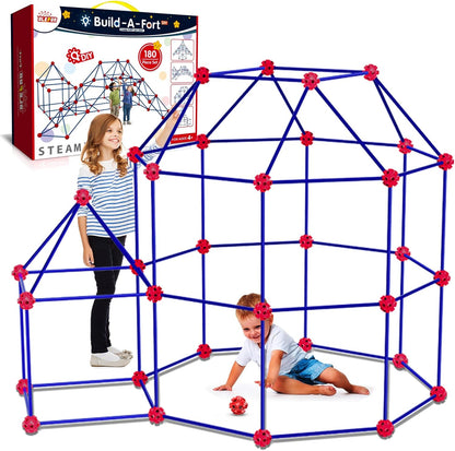 180-Piece Fort Building Kit – Creative STEM Construction Set for Kids (Ages 4–8+)