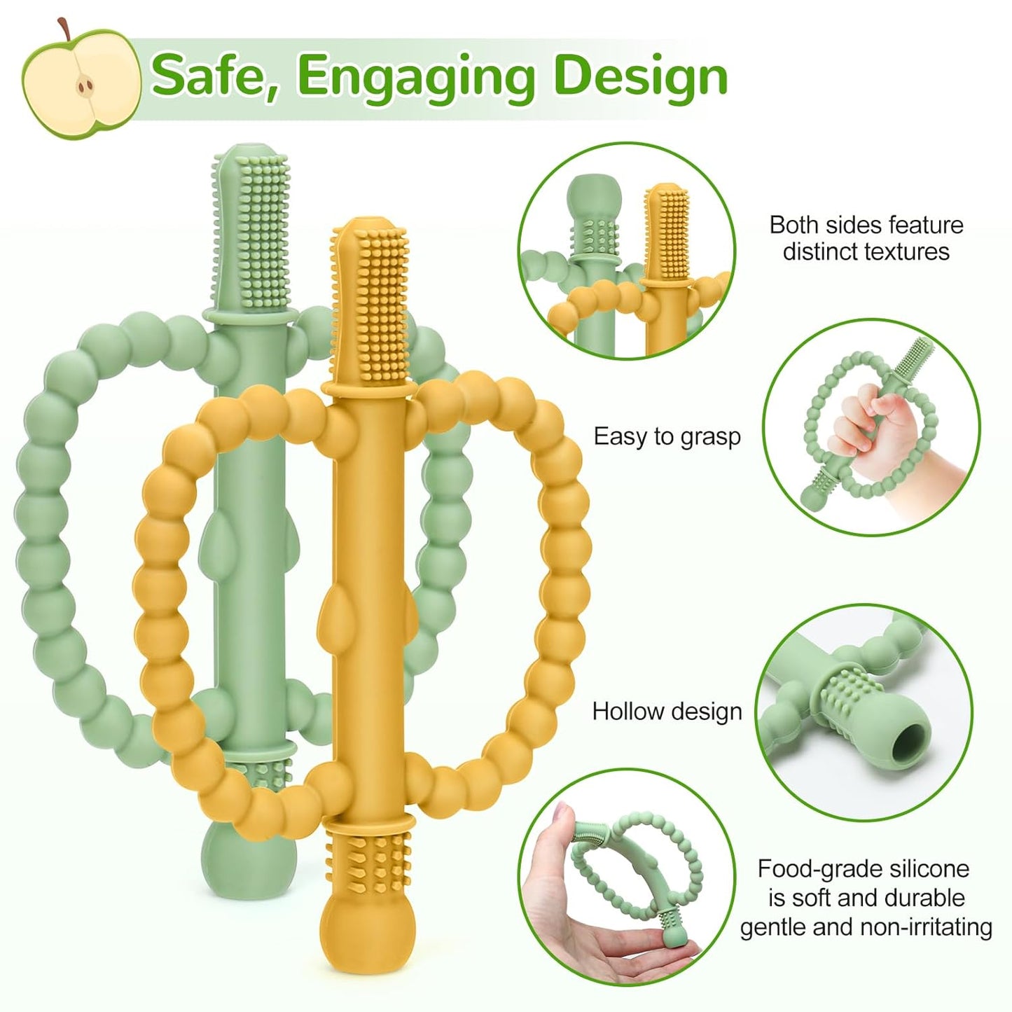 Baby Silicone Teething Tubes – Anti-Choking Chew Straw Sensory Teethers (0–36 Months)