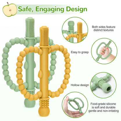 Baby Silicone Teething Tubes – Anti-Choking Chew Straw Sensory Teethers (0–36 Months)