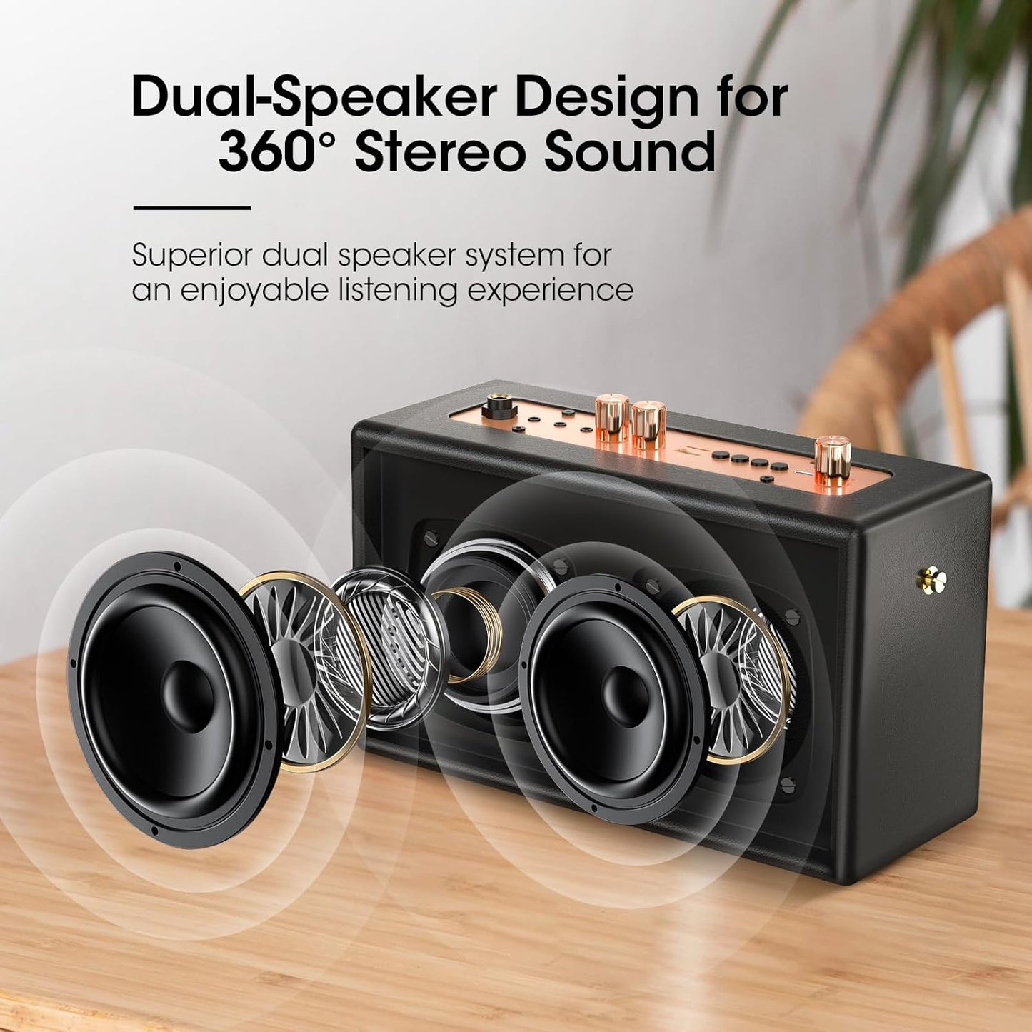 Karaoke Machine – Retro Speaker with 2 Wireless Mics, Portable Bluetooth Home Party System