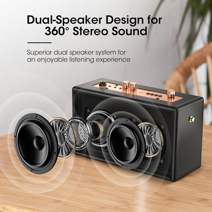 Karaoke Machine – Retro Speaker with 2 Wireless Mics, Portable Bluetooth Home Party System