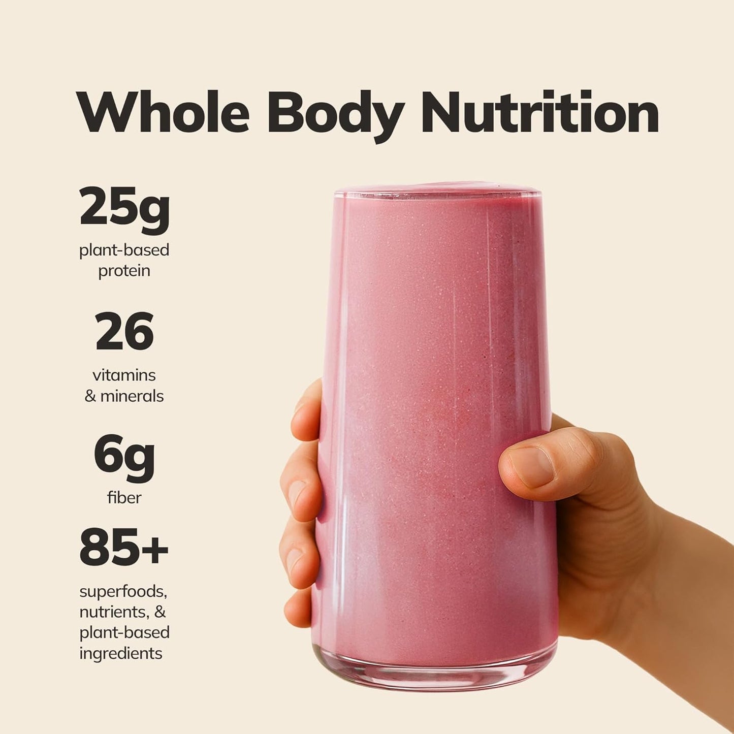 Strawberry All-In-One Nutrition Shake – 85+ Superfoods, Plant-Based Protein & Greens – 15 Servings – Vegan, Dairy & Gluten Free