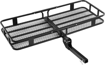 Folding Hitch Mount Cargo Carrier (60" x 24" x 6") 500 lb Load Capacity, Cargo Basket with Waterproof Bag for 2" Hitch Receivers