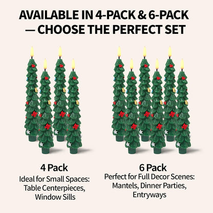 Flameless LED Christmas Tree Candles - 4 Pack, Battery Operated