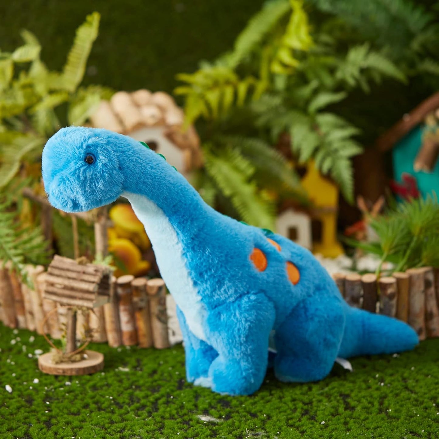 14" Glow-in-the-Dark Blue Dinosaur Plush Toy – LED Diplodocus Night Light for Kids