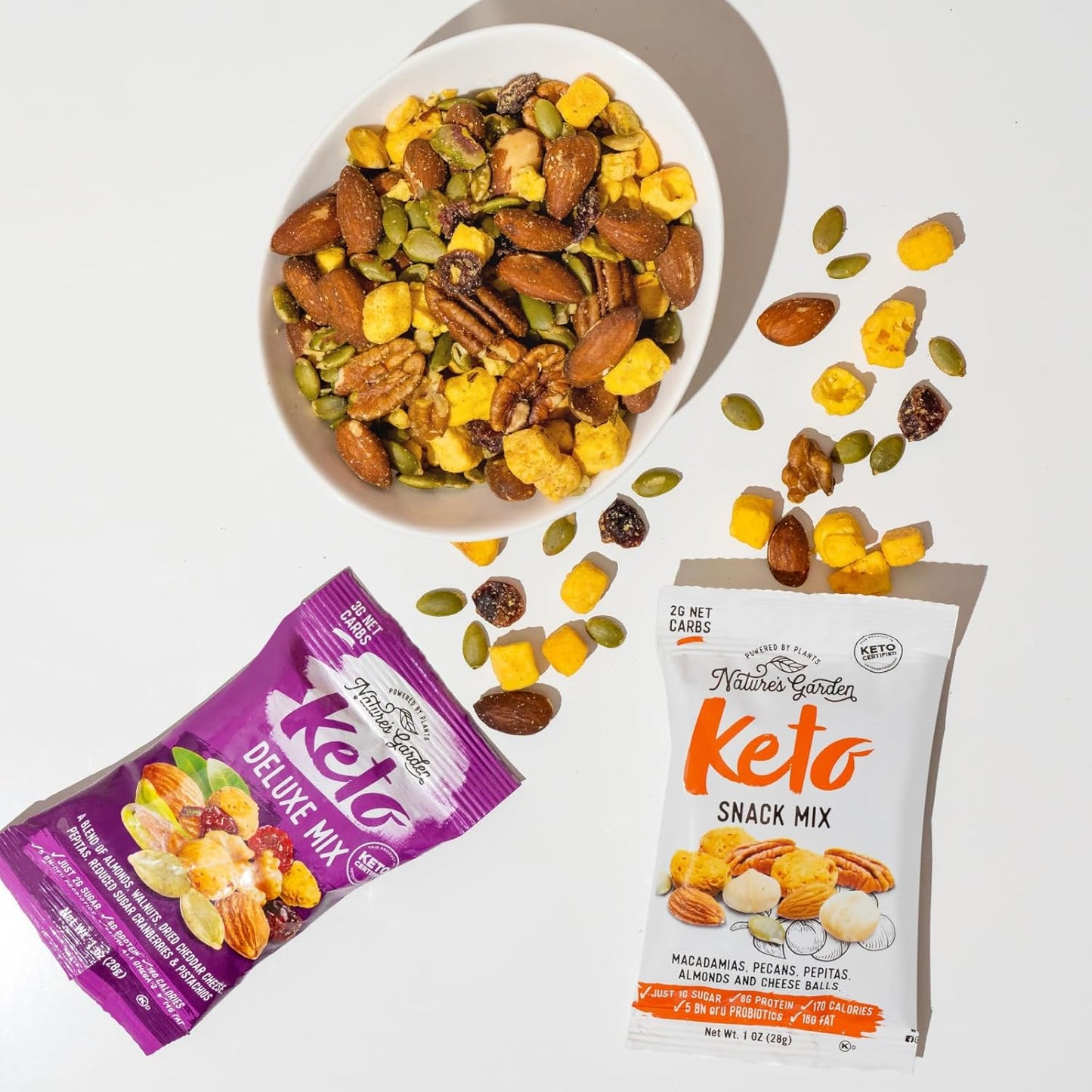 Keto Snack Variety Pack – Mixes, Nuts, Probiotic Cheese Balls, Gluten-Free (18 Individual Servings)