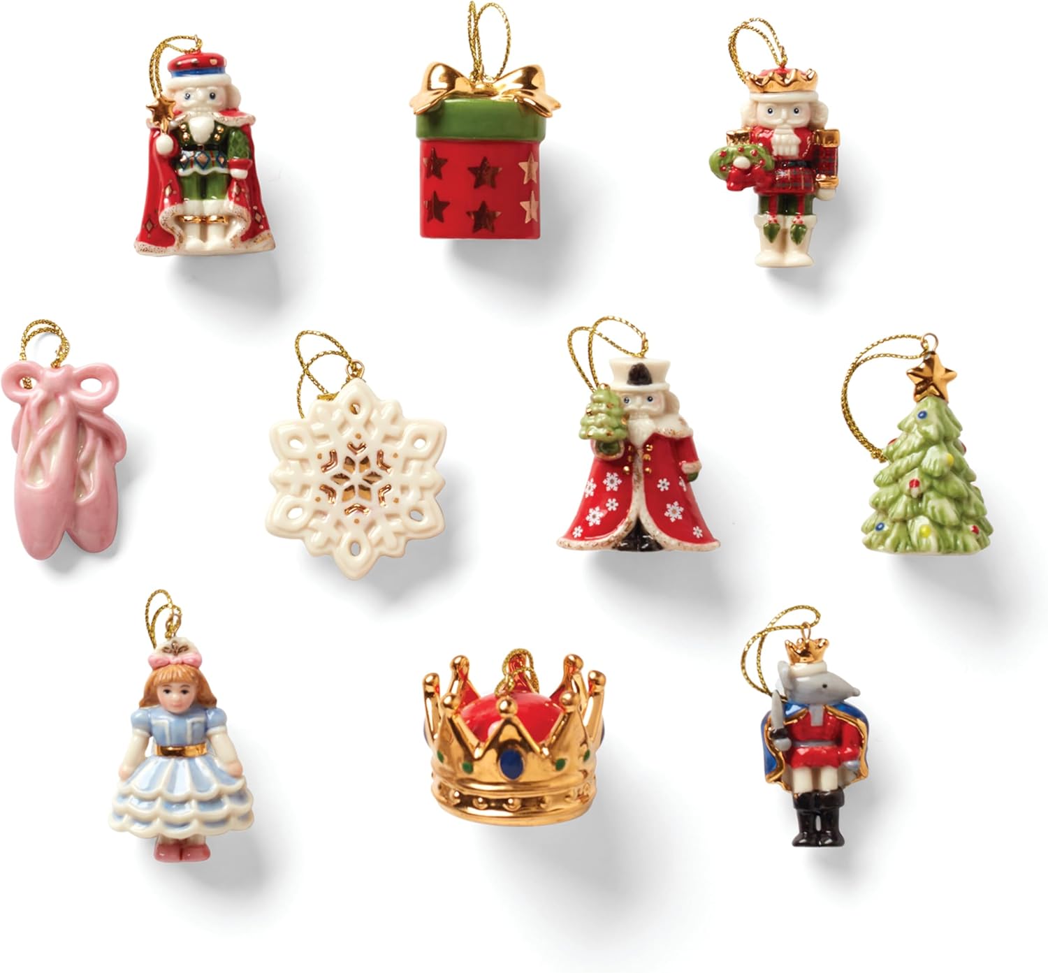 10-Piece Nutcracker Ornament Set - Vibrant Multicolor Christmas Ornaments