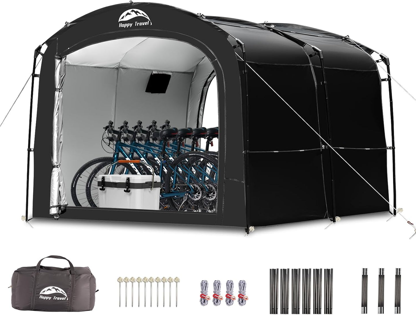 Bike Storage Shed Tent with 210D Oxford Fabric PU4000 Waterproof for 2-8 Bikes