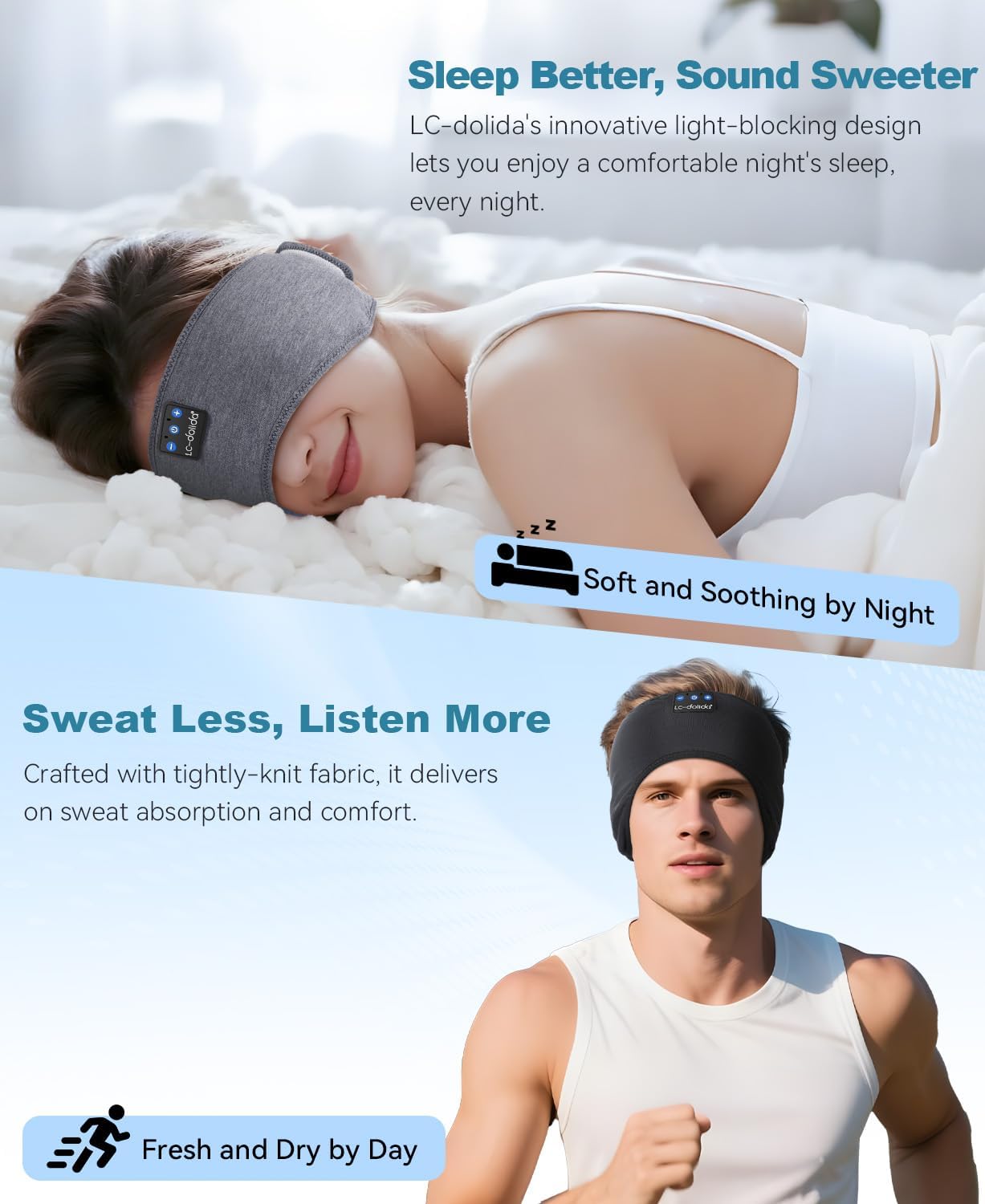 2-Pack Bluetooth Sleep Headphones Ear Warmer Headbands – Wireless Winter Ear Covers for Sports & Sleep