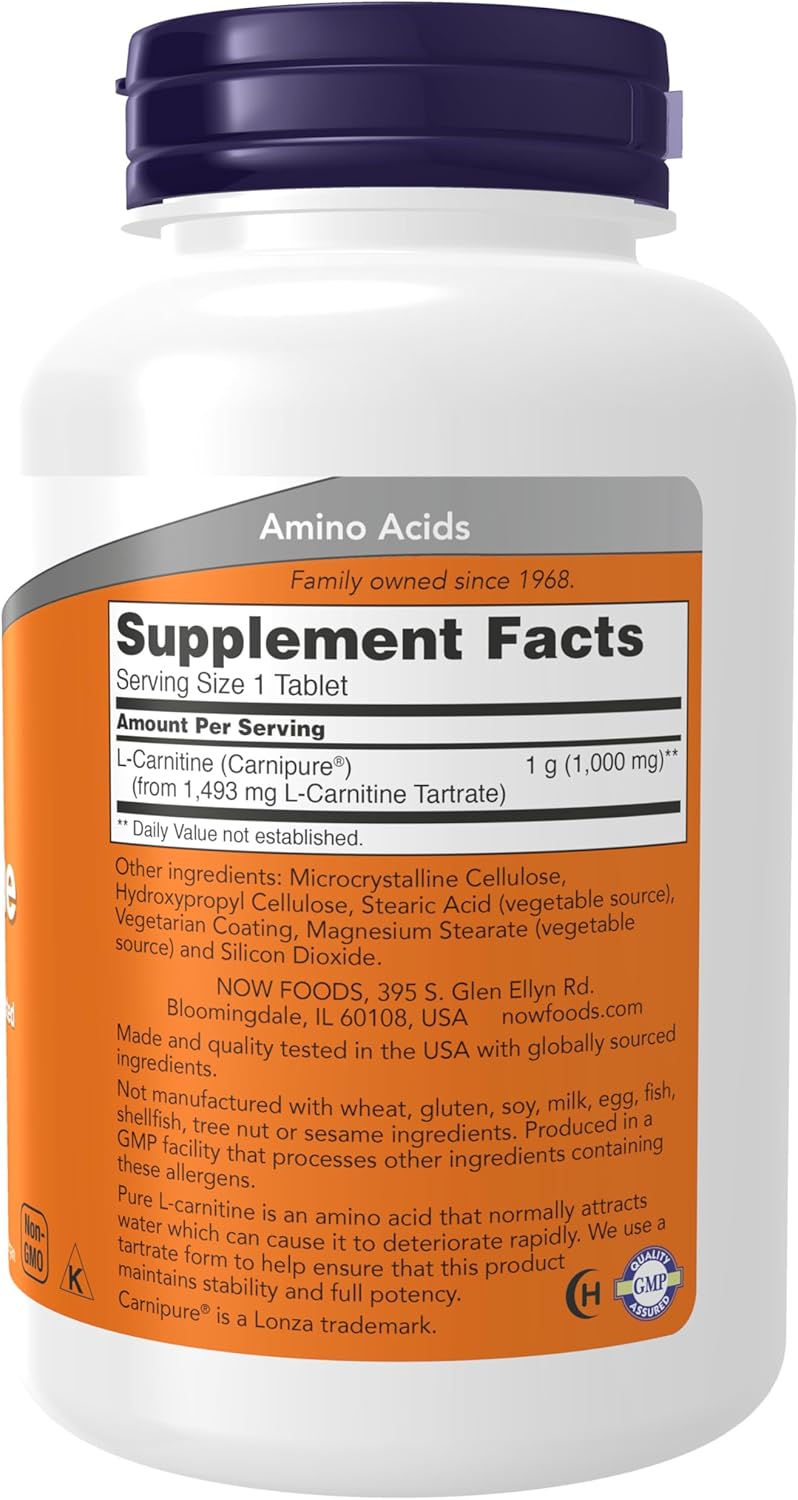 L-Carnitine 1,000 mg – Amino Acid Fitness Support Supplement (100 Tablets)
