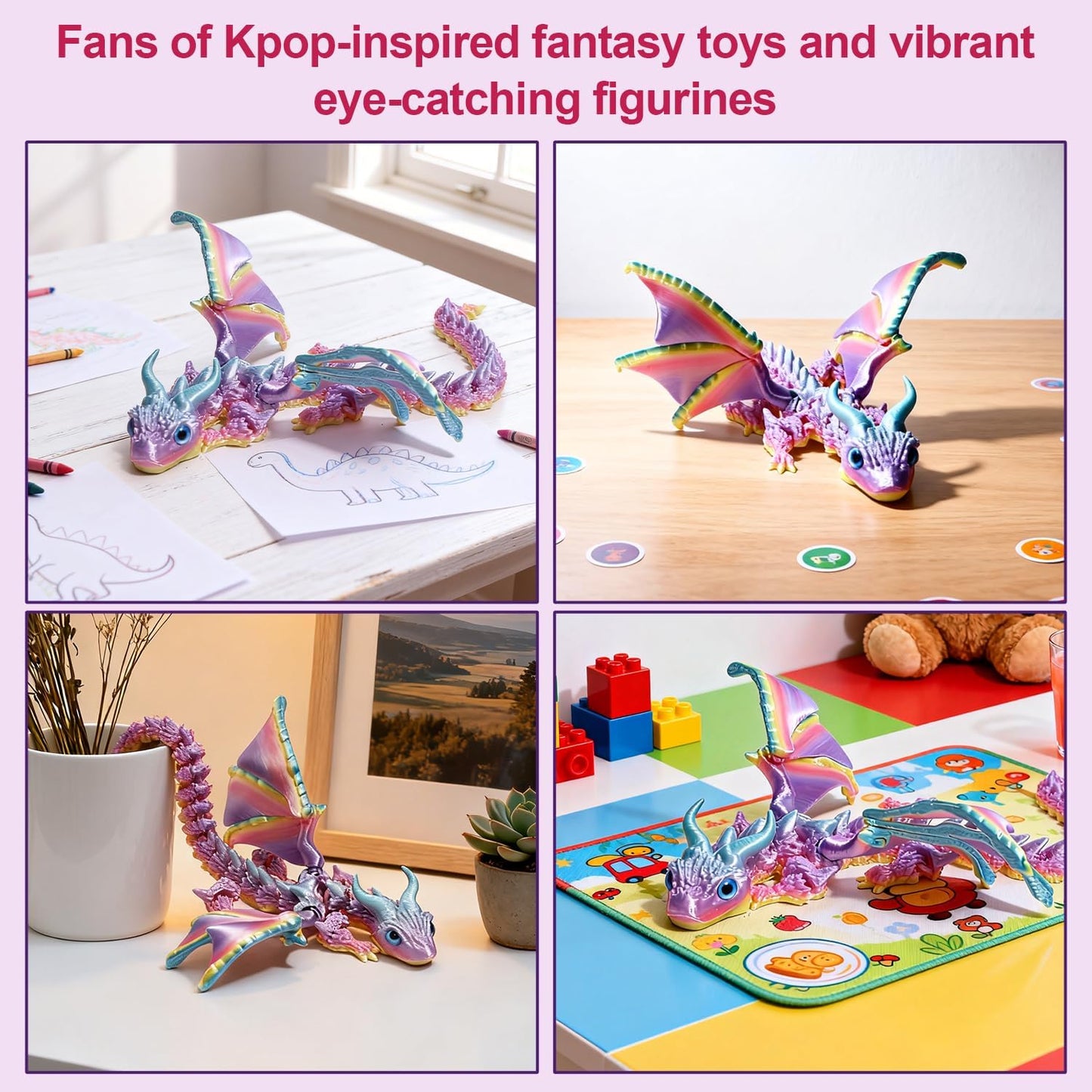 Flexible Winged Dragon Fidget Toy – 3D Printed Articulated Dragon Figure for Gifts & Collectors