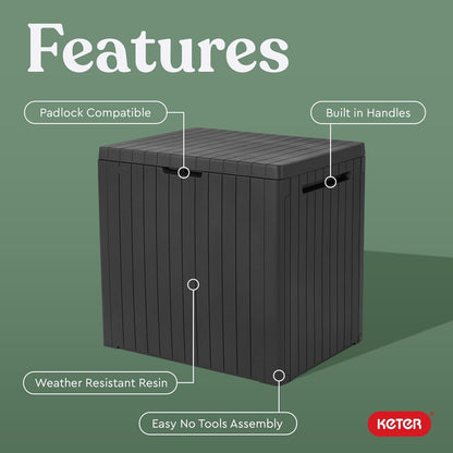 30-Gallon Resin Outdoor Storage Box and Patio Furniture Side Table