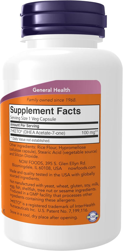 120-Count NOW Supplements 7-Keto (DHEA Acetate-7-one), Weight Management