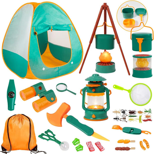 Kids Camping Set with Tent Gift Idea for Boys Age 3,4,5,6 Year Old Birthday